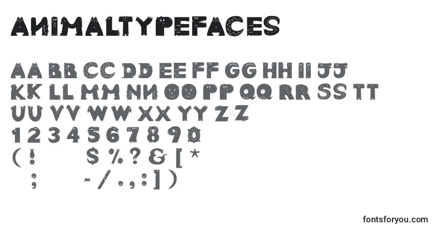 Schriftart Animaltypefaces – Alphabet, Zahlen, spezielle Symbole