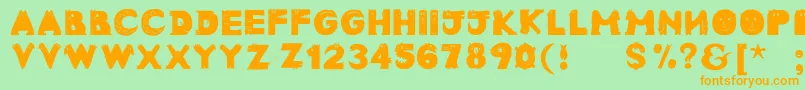 Animaltypefaces-Schriftart – Orangefarbene Schriften auf grünem Hintergrund