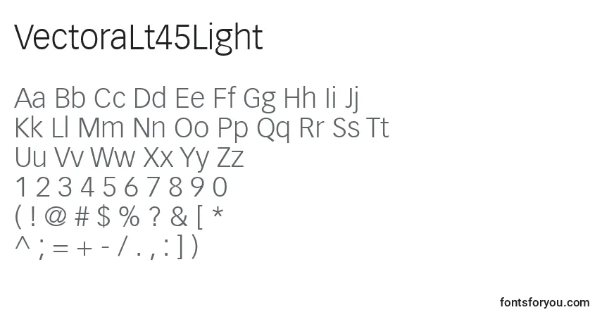 Czcionka VectoraLt45Light – alfabet, cyfry, specjalne znaki
