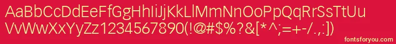 VectoraLt45Light Font – Yellow Fonts on Red Background