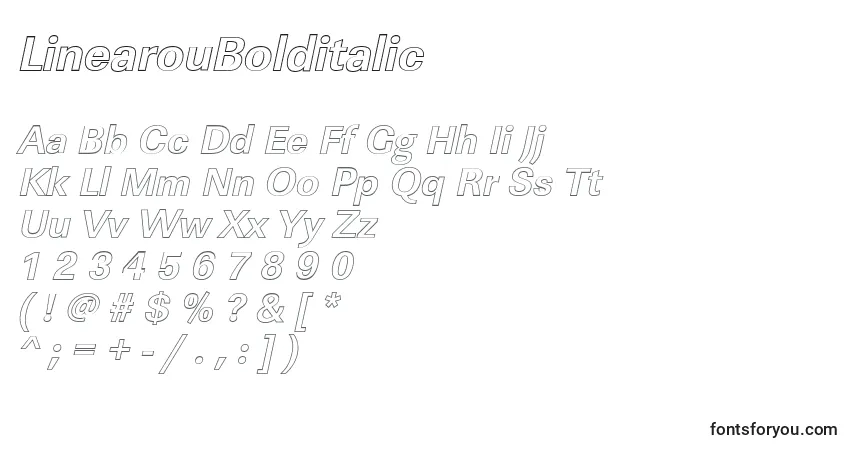 Шрифт LinearouBolditalic – алфавит, цифры, специальные символы
