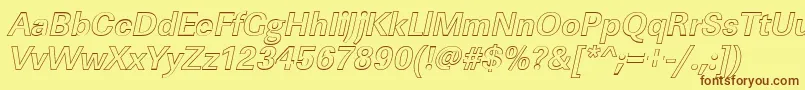 LinearouBolditalic Font – Brown Fonts on Yellow Background