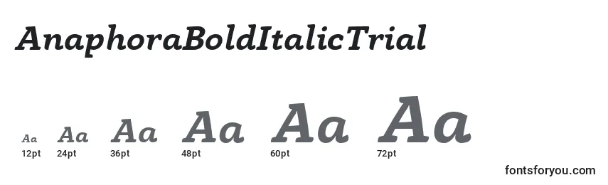Größen der Schriftart AnaphoraBoldItalicTrial