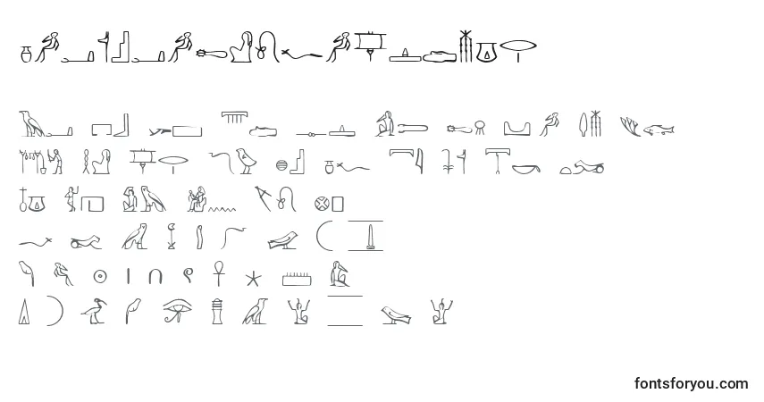 Czcionka PharoahGlyphMedium – alfabet, cyfry, specjalne znaki