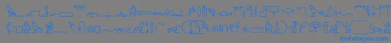 PharoahGlyphMedium-Schriftart – Blaue Schriften auf grauem Hintergrund