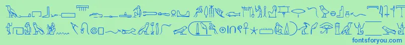 フォントPharoahGlyphMedium – 青い文字は緑の背景です。