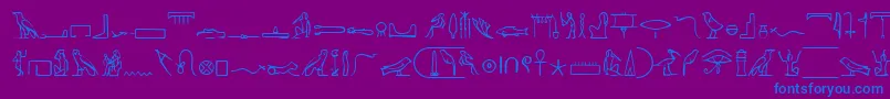 Fonte PharoahGlyphMedium – fontes azuis em um fundo violeta