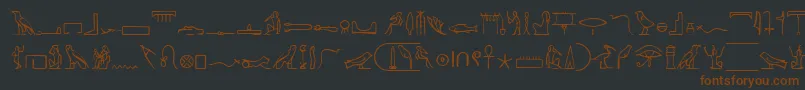 PharoahGlyphMedium-Schriftart – Braune Schriften auf schwarzem Hintergrund