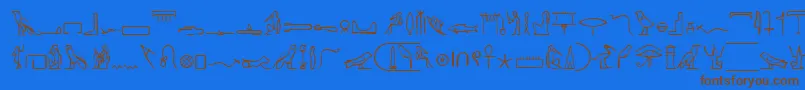 Fonte PharoahGlyphMedium – fontes marrons em um fundo azul