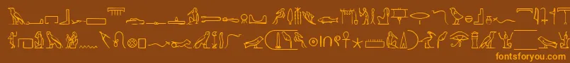 PharoahGlyphMedium-Schriftart – Orangefarbene Schriften auf braunem Hintergrund