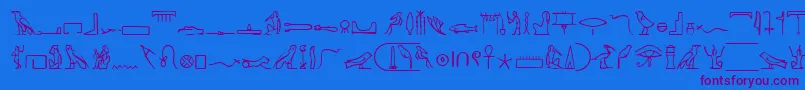 PharoahGlyphMedium-Schriftart – Violette Schriften auf blauem Hintergrund