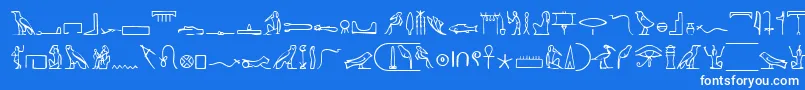 PharoahGlyphMedium-Schriftart – Weiße Schriften auf blauem Hintergrund