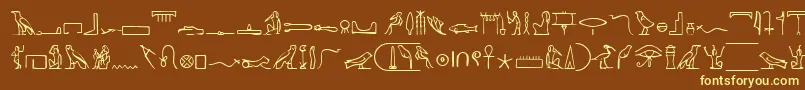 PharoahGlyphMedium-Schriftart – Gelbe Schriften auf braunem Hintergrund