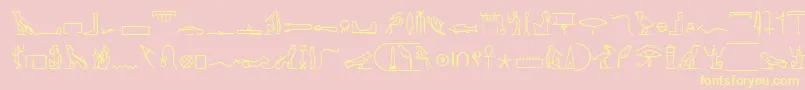 PharoahGlyphMedium-Schriftart – Gelbe Schriften auf rosa Hintergrund