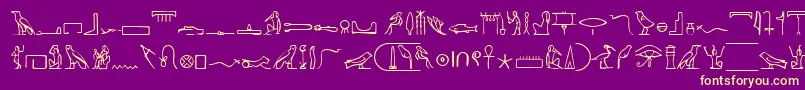 Fonte PharoahGlyphMedium – fontes amarelas em um fundo roxo