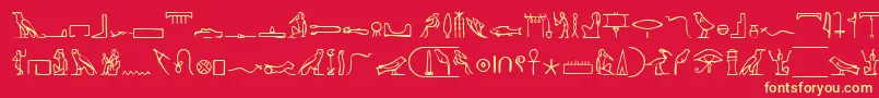 Fonte PharoahGlyphMedium – fontes amarelas em um fundo vermelho