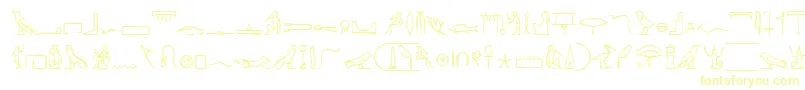 フォントPharoahGlyphMedium – 白い背景に黄色の文字