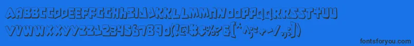 CroMagnumCondensedShadow-Schriftart – Schwarze Schriften auf blauem Hintergrund