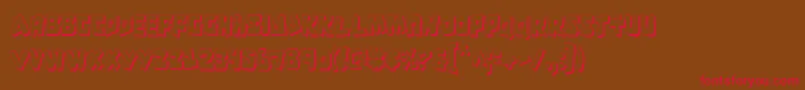 フォントCroMagnumCondensedShadow – 赤い文字が茶色の背景にあります。