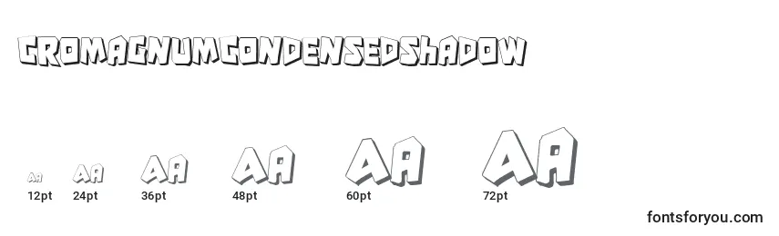 Размеры шрифта CroMagnumCondensedShadow