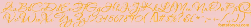 Passionsconflictrob-Schriftart – Orangefarbene Schriften auf rosa Hintergrund