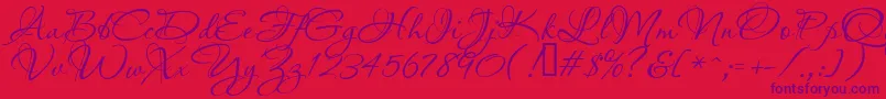 Passionsconflictrob-Schriftart – Violette Schriften auf rotem Hintergrund