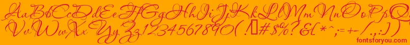 Passionsconflictrob-Schriftart – Rote Schriften auf orangefarbenem Hintergrund