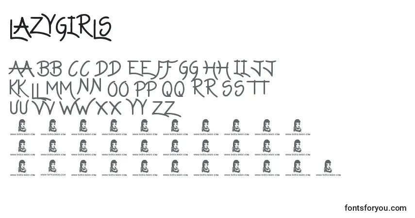 A fonte LazyGirls – alfabeto, números, caracteres especiais