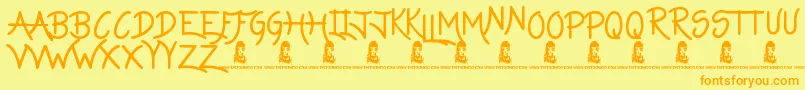 LazyGirls-Schriftart – Orangefarbene Schriften auf gelbem Hintergrund