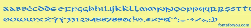 フォントFirste – 青い文字が黄色の背景にあります。