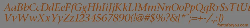 フォントStoneItalic – 茶色の文字が灰色の背景にあります。