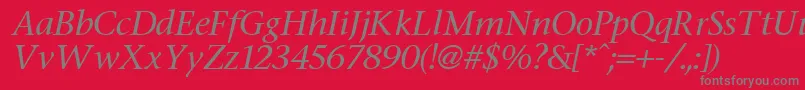 Czcionka StoneItalic – szare czcionki na czerwonym tle