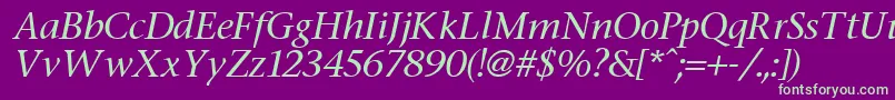 StoneItalic Font – Green Fonts on Purple Background