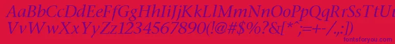 Fonte StoneItalic – fontes roxas em um fundo vermelho