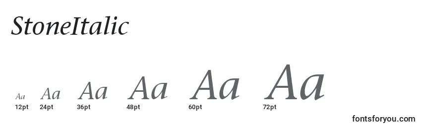 StoneItalic Font Sizes