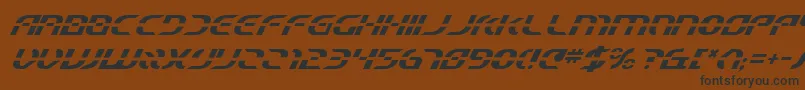 フォントStarfighterBetaItalic – 黒い文字が茶色の背景にあります