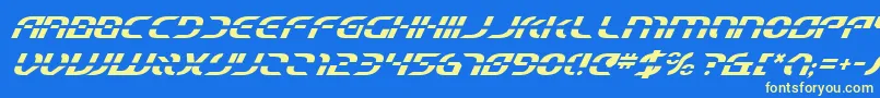 フォントStarfighterBetaItalic – 黄色の文字、青い背景