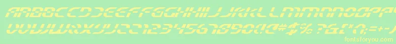 フォントStarfighterBetaItalic – 黄色の文字が緑の背景にあります