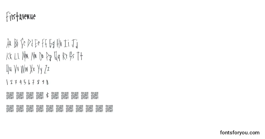 Czcionka Firstavenue – alfabet, cyfry, specjalne znaki