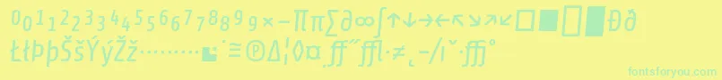 フォントShareItalicexp – 黄色い背景に緑の文字