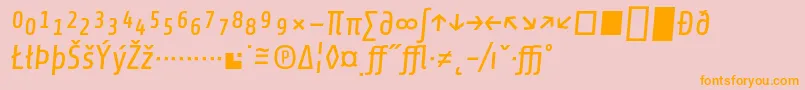 フォントShareItalicexp – オレンジの文字がピンクの背景にあります。