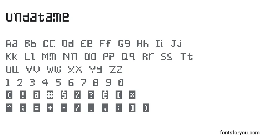 A fonte Undatame – alfabeto, números, caracteres especiais