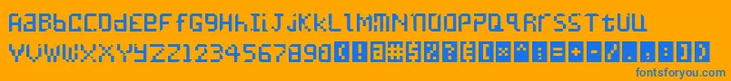 フォントUndatame – オレンジの背景に青い文字