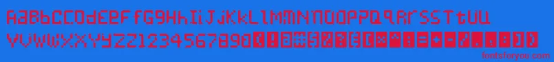 Undatame-Schriftart – Rote Schriften auf blauem Hintergrund