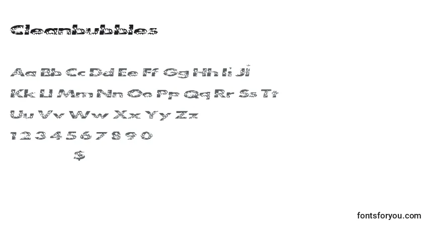 Czcionka Cleanbubbles – alfabet, cyfry, specjalne znaki