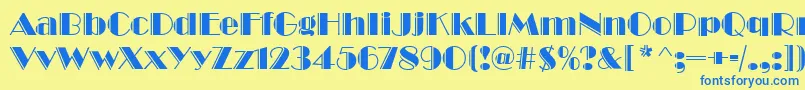 BroadwayEngravedRegular Font – Blue Fonts on Yellow Background