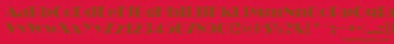 BroadwayEngravedRegular-Schriftart – Braune Schriften auf rotem Hintergrund
