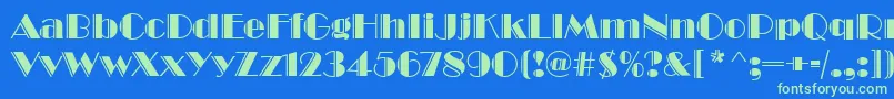 BroadwayEngravedRegular Font – Green Fonts on Blue Background