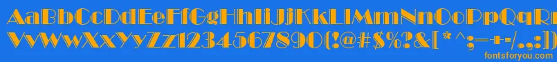 BroadwayEngravedRegular Font – Orange Fonts on Blue Background