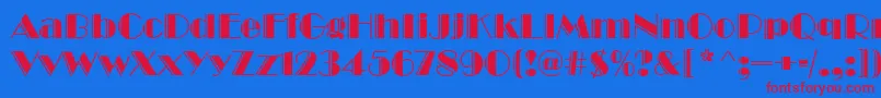 フォントBroadwayEngravedRegular – 赤い文字の青い背景